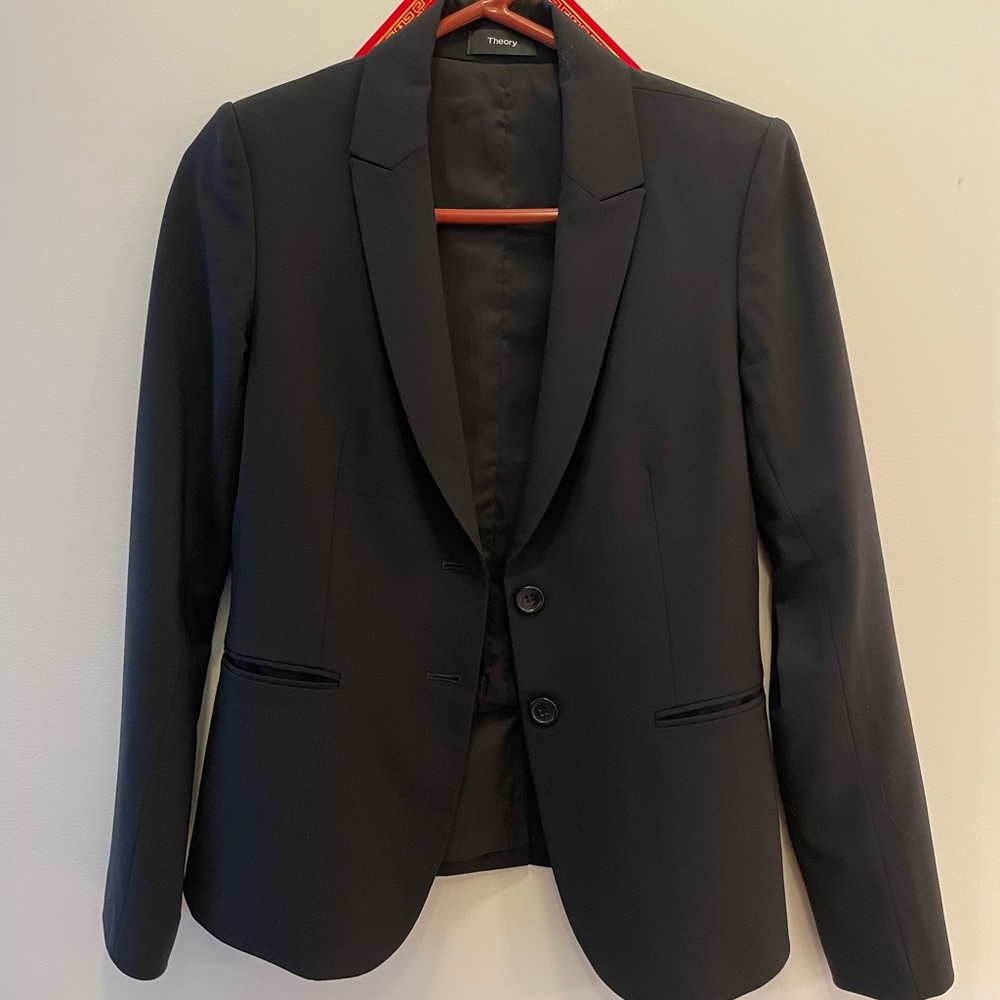 Theory black wool blazer jacket